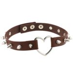 Sliver Heart Spiked Rivet Leather Collar - Image 10
