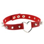 Sliver Heart Spiked Rivet Leather Collar - Image 11