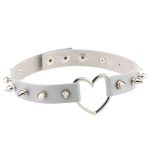 Sliver Heart Spiked Rivet Leather Collar - Image 12