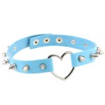 Sliver Heart Spiked Rivet Leather Collar - Image 14