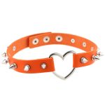 Sliver Heart Spiked Rivet Leather Collar - Image 15