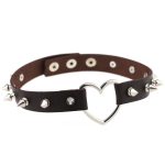Sliver Heart Spiked Rivet Leather Collar - Image 16