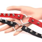 Sliver Heart Spiked Rivet Leather Collar - Image 18