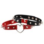 Sliver Heart Spiked Rivet Leather Collar - Image 19