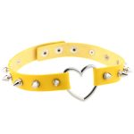 Sliver Heart Spiked Rivet Leather Collar - Image 2