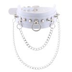 PU Leather Silver Nail Collar With Chain - Image 11