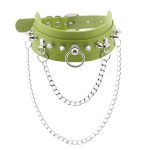 PU Leather Silver Nail Collar With Chain - Image 5
