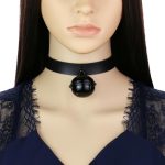 Leather Black Bell Pendant Collar - Image 18