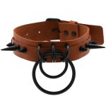 Black Spiked Drum Nails Double Ring Collar - Image 6