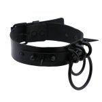 Black Spiked Drum Nails Double Ring Collar - Image 18