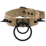 Black Spiked Drum Nails Double Ring Collar - Image 2