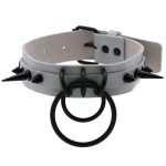 Black Spiked Drum Nails Double Ring Collar - Image 3
