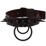 Black Spiked Drum Nails Double Ring Collar - Image 5