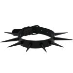 Extra Long Black Stud PU Leather Collar - Image 6