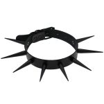Extra Long Black Stud PU Leather Collar - Image 11