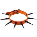 Extra Long Black Stud PU Leather Collar - Image 14