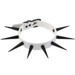 Extra Long Black Stud PU Leather Collar - Image 16