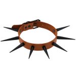 Extra Long Black Stud PU Leather Collar - Image 5