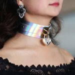 Laser Silver Heart Lock Neck Necklace - Image 2