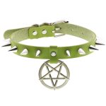 Rivet Pentagram Pendant Leather Choker - Image 6