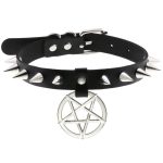 Rivet Pentagram Pendant Leather Choker - Image 10
