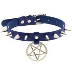 Rivet Pentagram Pendant Leather Choker - Image 11