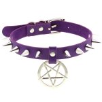 Rivet Pentagram Pendant Leather Choker - Image 12