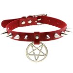 Rivet Pentagram Pendant Leather Choker - Image 13