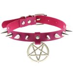 Rivet Pentagram Pendant Leather Choker - Image 14