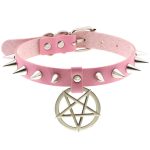 Rivet Pentagram Pendant Leather Choker - Image 16