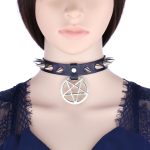 Rivet Pentagram Pendant Leather Choker - Image 18