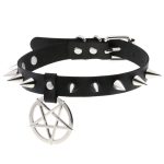Rivet Pentagram Pendant Leather Choker - Image 19