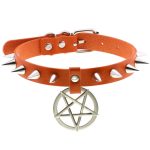 Rivet Pentagram Pendant Leather Choker - Image 2