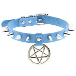 Rivet Pentagram Pendant Leather Choker - Image 3
