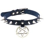 Rivet Pentagram Pendant Leather Choker - Image 4