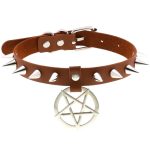 Rivet Pentagram Pendant Leather Choker - Image 5