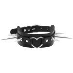 Extra Long Spikes Heart Ring Collar - Image 12