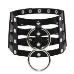 Four Rows Leather Bondage Collar - Image 3