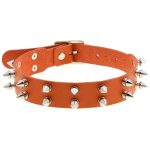 Double Row Spiked Rivet Leather Collar - Image 6