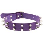 Double Row Spiked Rivet Leather Collar - Image 12