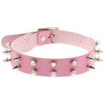 Double Row Spiked Rivet Leather Collar - Image 16