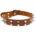 Double Row Spiked Rivet Leather Collar - Image 17