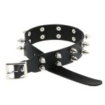 Double Row Spiked Rivet Leather Collar - Image 20