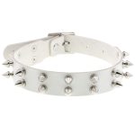 Double Row Spiked Rivet Leather Collar - Image 2