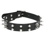 Double Row Spiked Rivet Leather Collar - Image 5