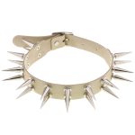 Double Row Long Spiked Rivet Collar - Image 11