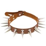 Double Row Long Spiked Rivet Collar - Image 13