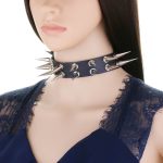 Double Row Long Spiked Rivet Collar - Image 18