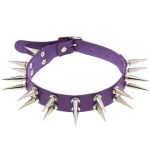 Double Row Long Spiked Rivet Collar - Image 19