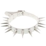 Double Row Long Spiked Rivet Collar - Image 3